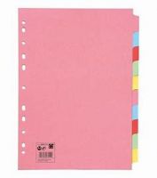 Subject Dividers 10-Part Recycled Card Multipunched 155gsm A4 Assorted