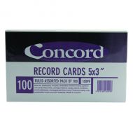 Concord Record Card 127x76mm Astd Pk100