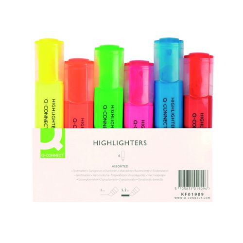 Q Connect Sq Highlighters Ast Pk6