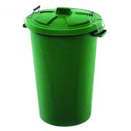 Dustbin with Clip On Lid Green 90L