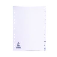 A4 White 1-12 Polypropylene Index